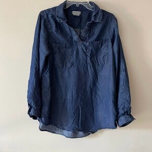 Navy Blue Long Sleeve Stylish Casual and Comfortable Denim Shirt